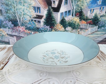 Vegetable Bowl MIKASA NARUMI Japan STARFIRE Round Vegetable Bowl, Star Fire 5294 Large Serving Bowl 9" White Blue Floral