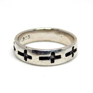 Silber Kruzifix Ring Größe 6, religiöses Kreuz Sterling Silber Ring 925, Nachlass Schmuck, christlicher Schmuck Relegious