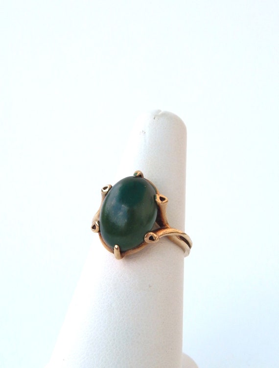 Jade Ring 10K Gold PSCO Size 6.5 10K Yellow Gold Ring Oval Dark