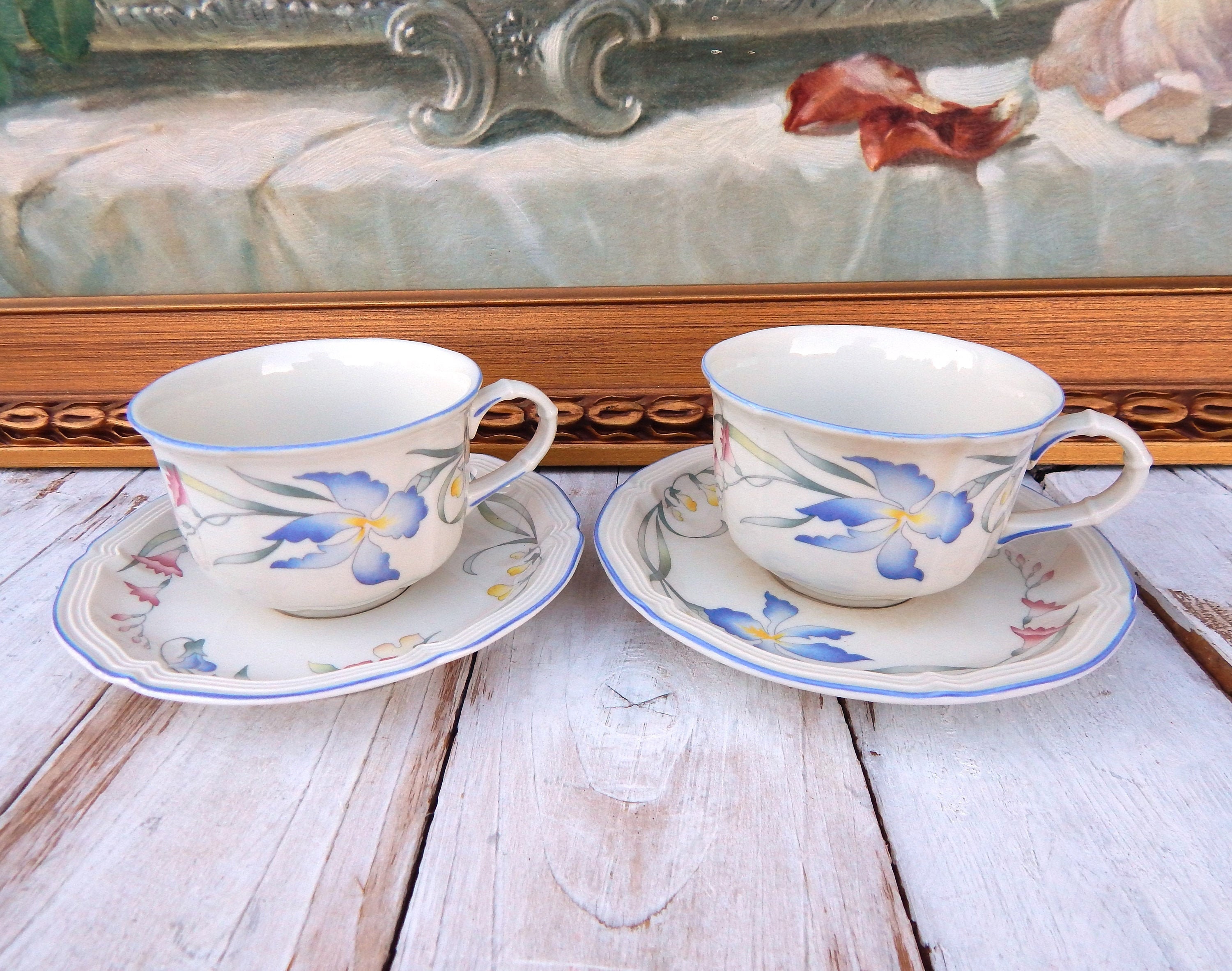 VILLEROY & BOCH Riviera Cups and Saucers Set of 2, Vintage Floral