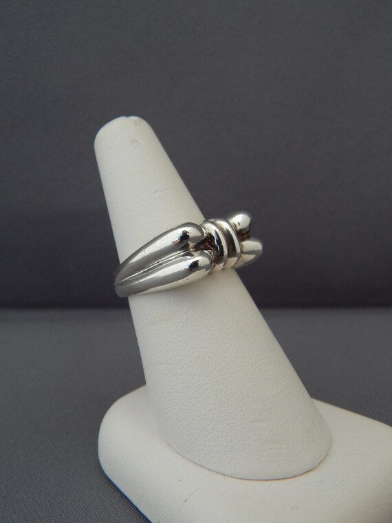 Silver Bow Ring Size 7.5, Vintage Modernist Sterl… - image 2
