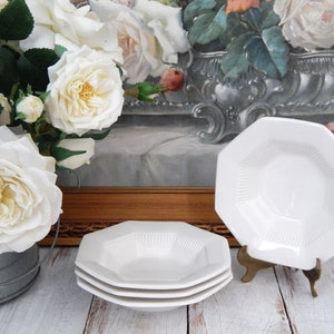 NIKKO Classic White Octagonal Fruit Bowls Sauce Bowls Set of 4, Octagon White Small Bowls JAPAN, Thanksgiving, Christmas