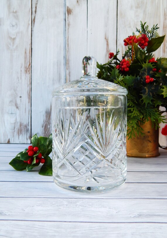 Vintage Cut Crystal Jar with Red Lead Crystal Canister Candy Etsy