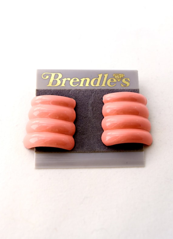 Pink Enamel Earrings BRENDLE'S, Blush Peachy Pink… - image 1