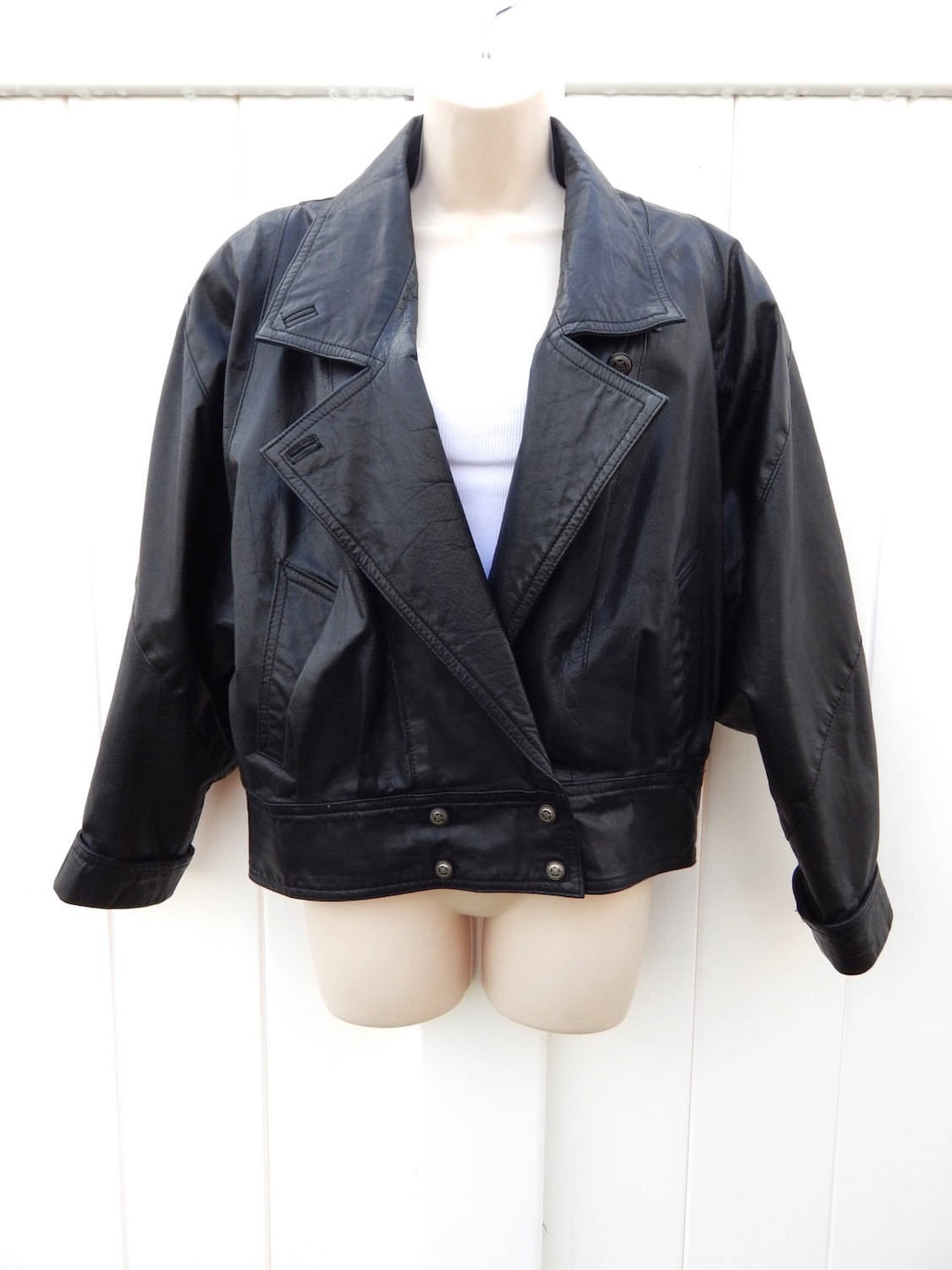 Black Leather Jacket Size Medium BB Dakota, Short Leather