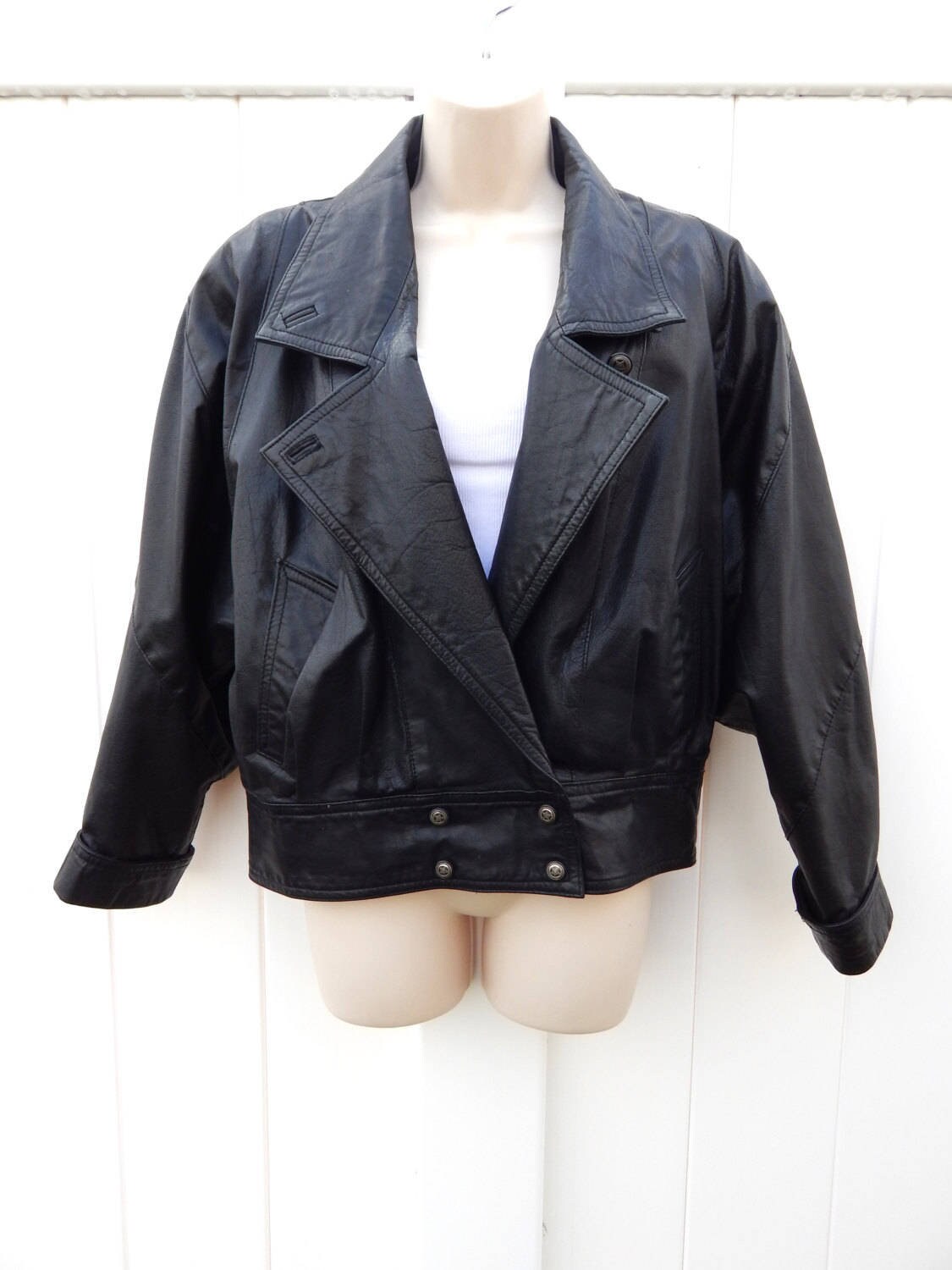 Black Leather Jacket Size Medium BB Dakota, Short Leather Jacket, Cropped Black Leather Jacket Punk Rock Biker