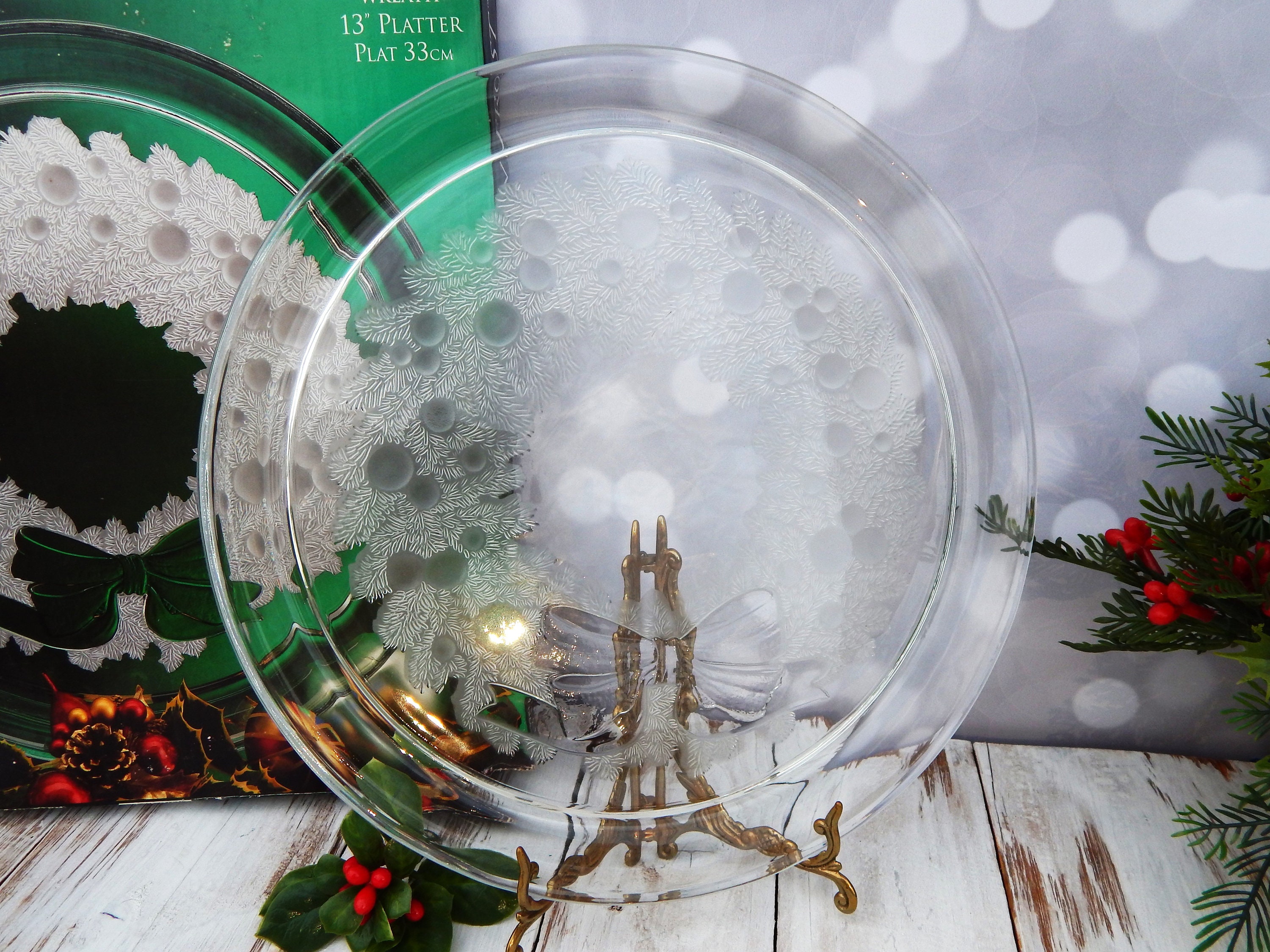 INOUT 2020年 Xmas ディッシュandカップ Christmas Platter INDIANA Glass Wreath Platter 13