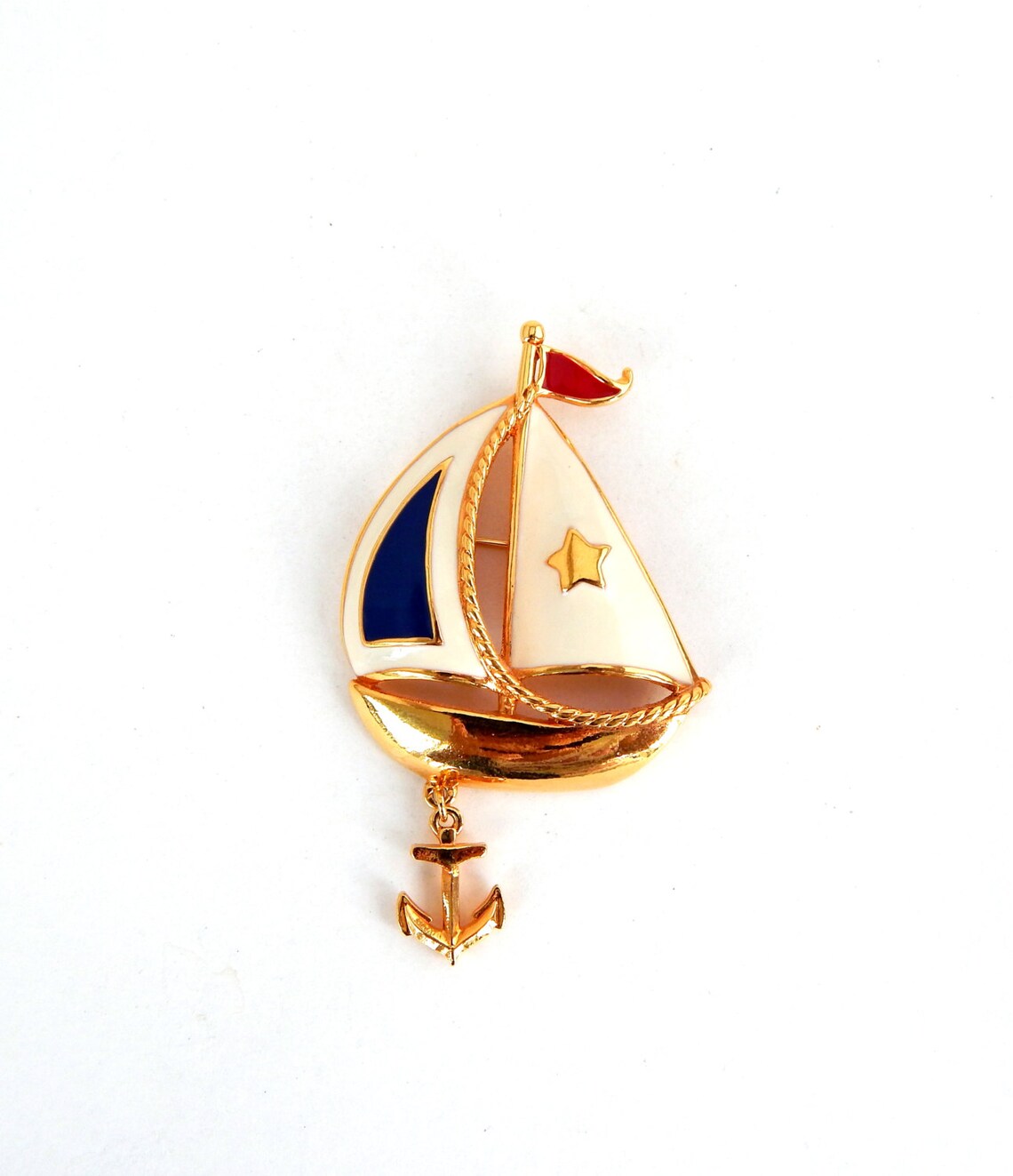 Vintage Boat Pin AVON Enamel Sailboat Anchor Enamel Pin Etsy