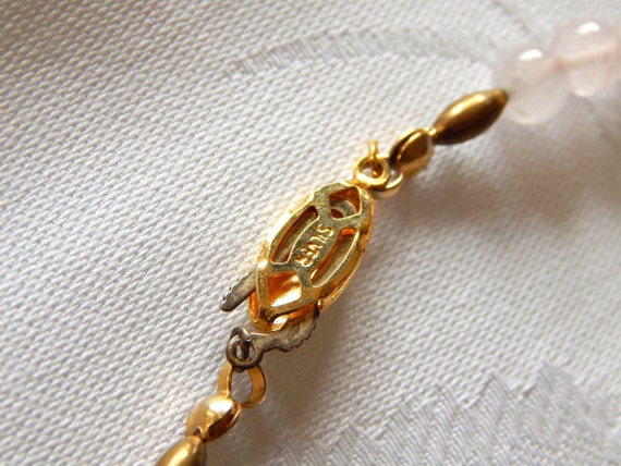 Rose Quartz Necklace Vermeil Clasp, Beaded Rose Q… - image 5