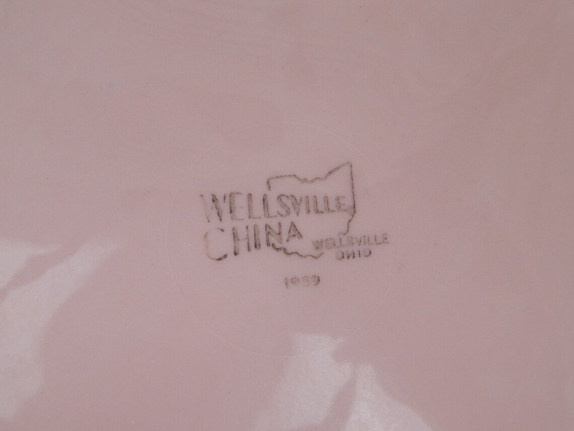 Pink Divided Plates Set of 4 WELLSVILLE China Ohio SHELL