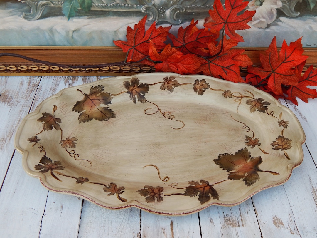 Oversized Platter Vineyard Z Gallerie, Hand Painted Big Serving Platter