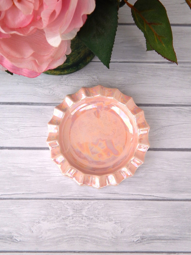 Vintage Pink Lusterware Ring Dish Trinket Dish Ashtray Mid Etsy