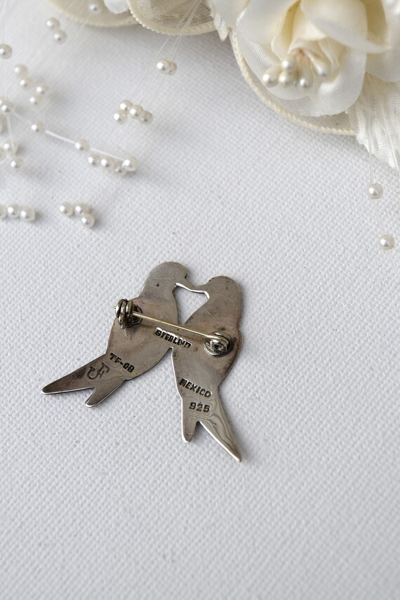 JERONIMO FUENTES Lovebirds Pin, Taxco Mexico Sign… - image 3