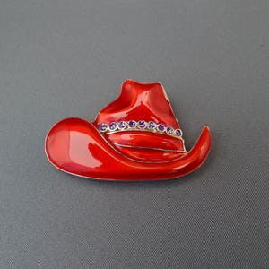 Red Hat Pin, Red Hat Society Pin, Red and Purple Enamel Hat Pin, Figural Pin