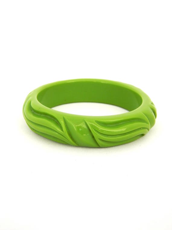 Green Lucite Bracelet, Apple Green Lucite Bracelet