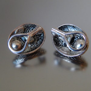 Silver Blue Earrings PREMIER DESIGNS Clip-Ons, Blue Cat's Eye Glass Cabochons Silver Tone Earrings image 4