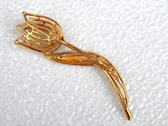 TRIFARI Tulip Pin, Oversized Gold Flower Brooch, … - image 4
