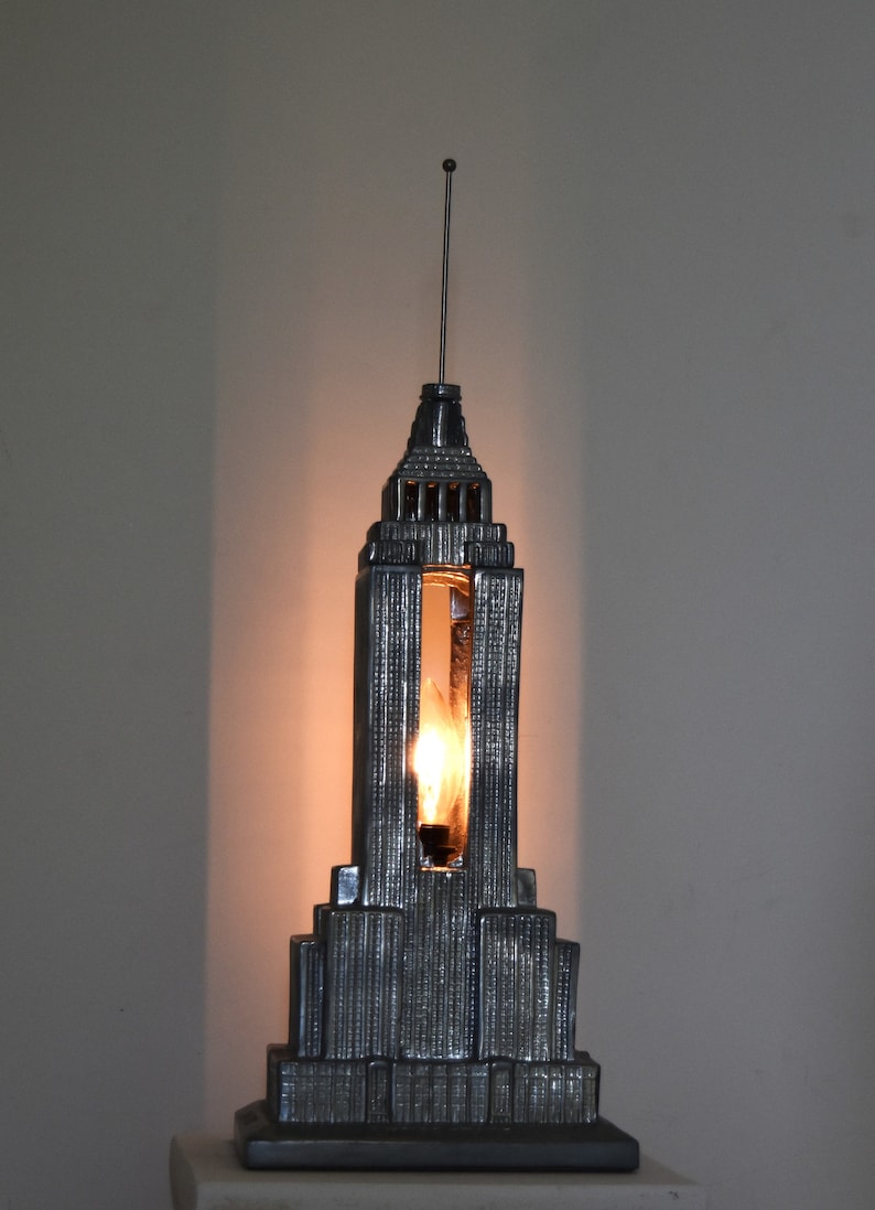 EMPIRE STATE BUILDING Lamp Art Deco Steel Sculpture Lighted Etsy