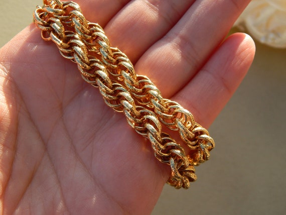 Vintage Bracelet Gold Tone Rope Chains - image 6