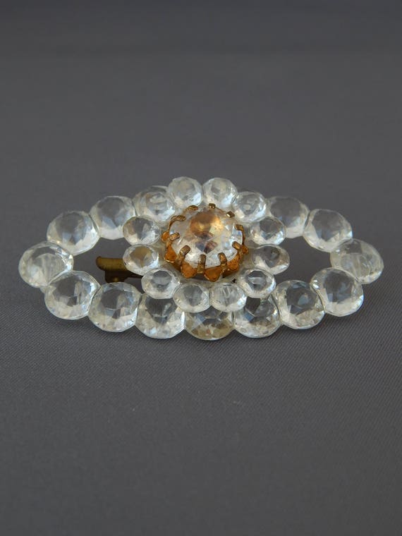 Lucite Rhinestone Pin Art Deco Style, Vintage Pla… - image 2