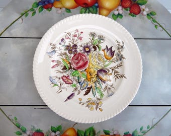 Vintage Johnson Bros Dinner Plate Garden Bouquet: Vintage English Porcelain Floral Dinner Plate, Discontinued Pattern, Vintage