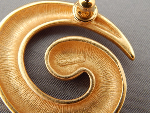 MONET Matte Gold Swirl Pierced Earrings - image 4