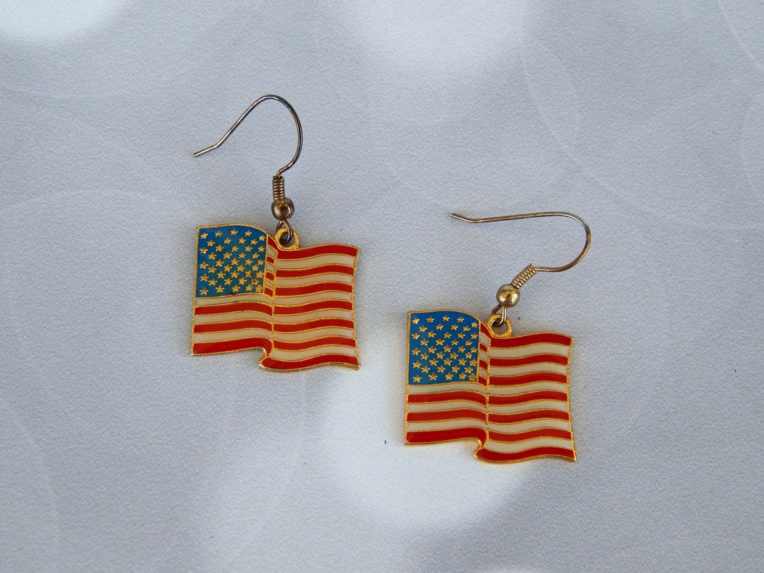American Flag Earrings Signed KLEIN International Ltd. Fourth - Etsy