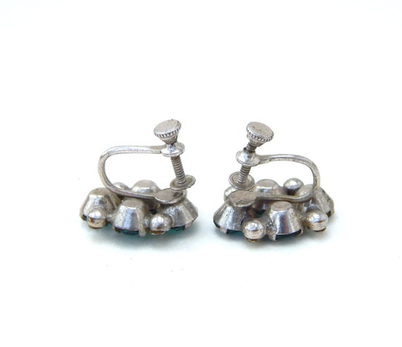 Blue Rhinestone Earrings Screw-Back, Bridal Weddi… - image 2