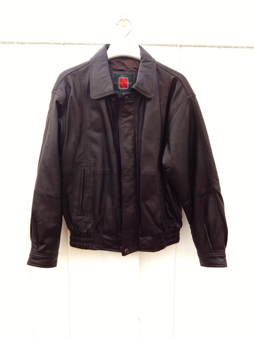 Men's Leather Jacket Dark Brown Size Medium WILLIAM BARRY - Etsy