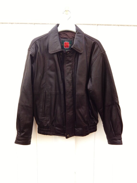 Men's Leather Jacket Dark Brown Size 