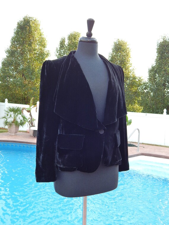 DKNY Black Velvet Blazer Size 8, Womens Black Vel… - image 3