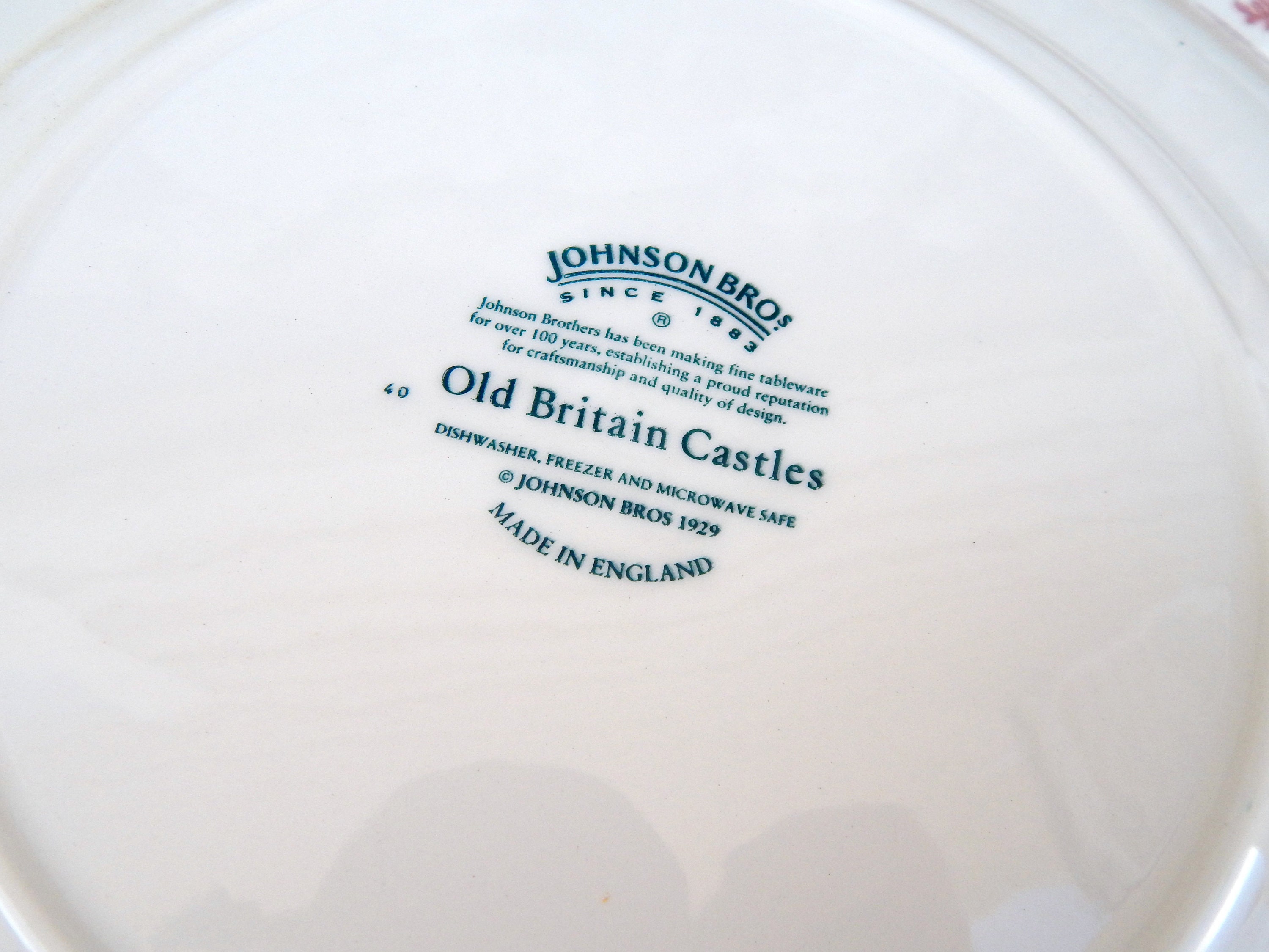 Johnson Bros Plates OLD BRITAIN CASTLES Pink Transferware Dinner