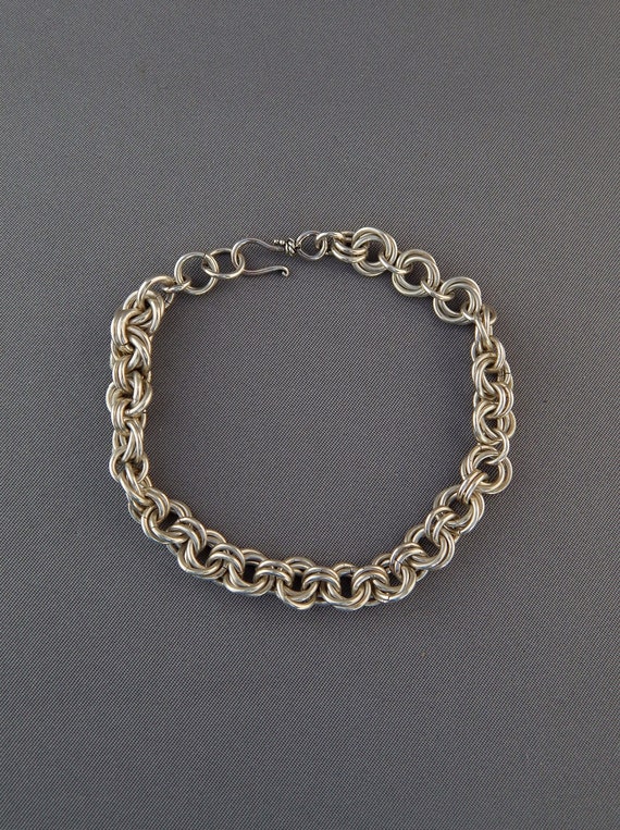 Silver Chainmaille Bracelet, Sterling Silver Thick