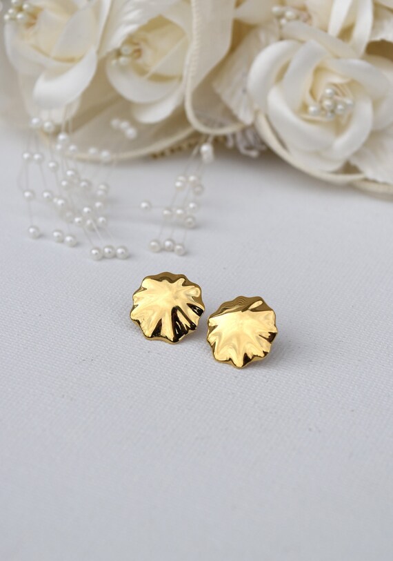 MONET Seashell Earrings, Abstract Gold Tone Leaf o