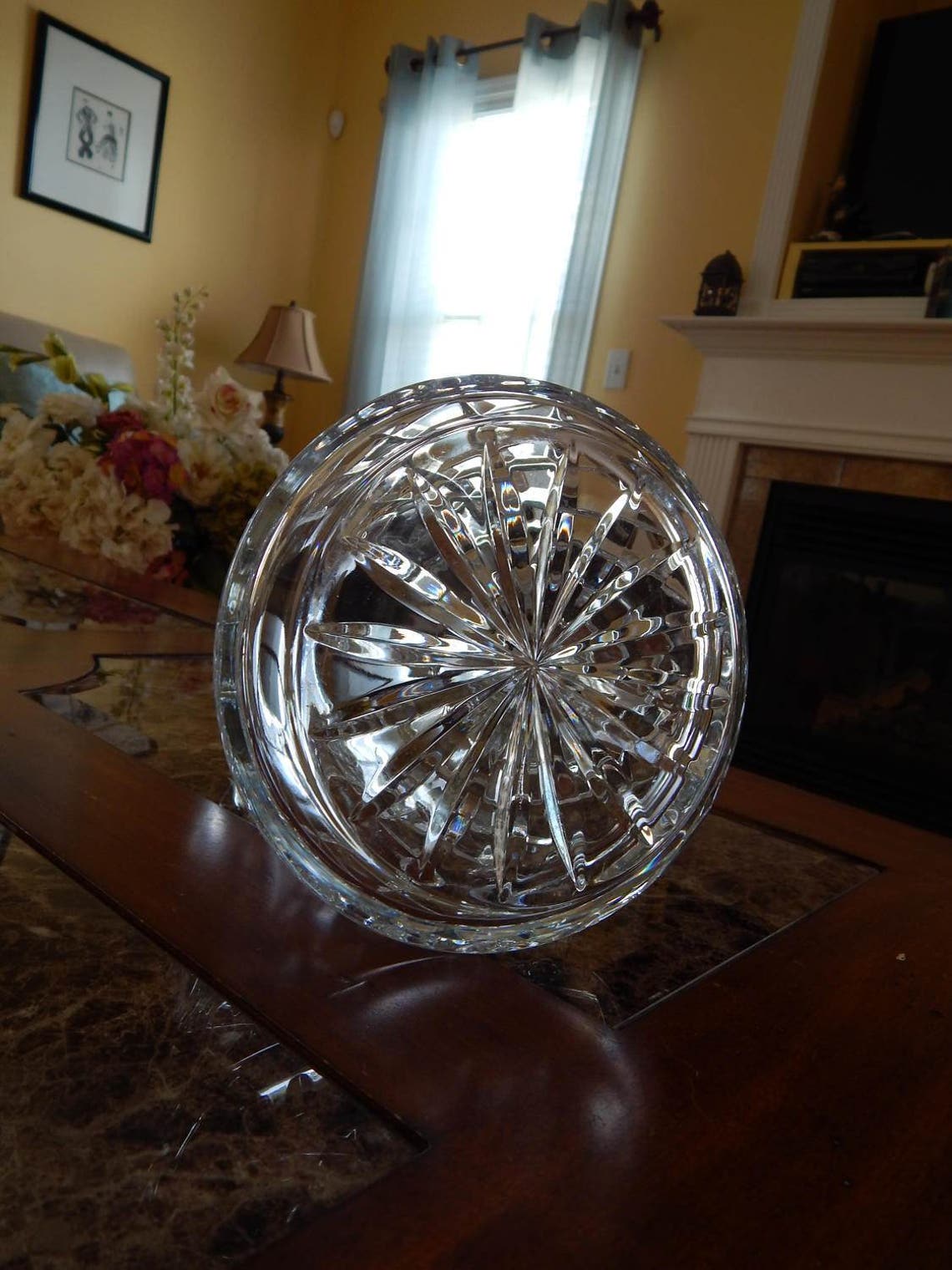 Antique Cut Lead Crystal Pitcher Tall Heavy Crystal Pitcher Etsy