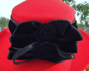 Vintage Winter Hat Red Wool Felt ITALY Galliano Sorbatti - Etsy display picture 3