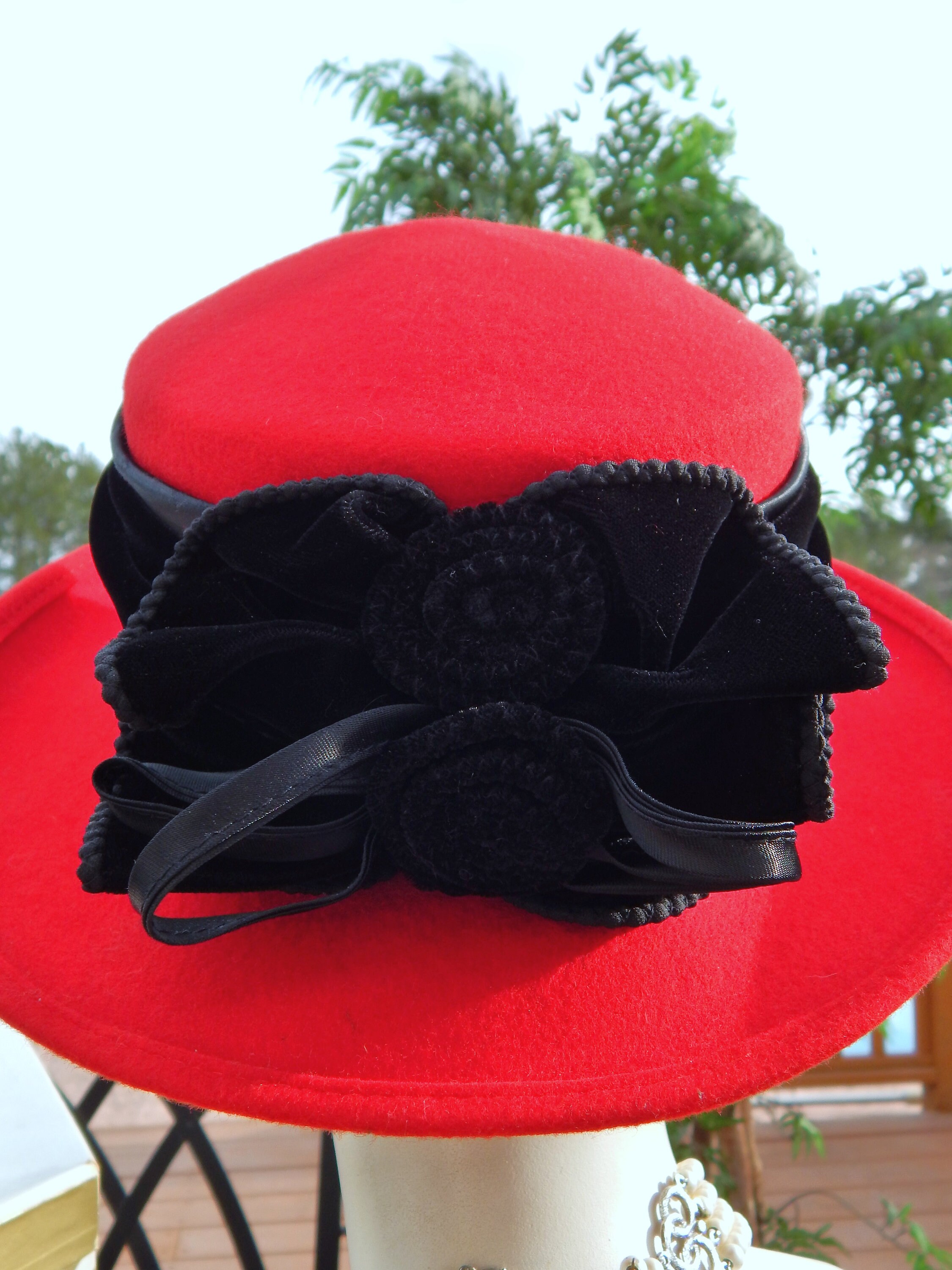 Vintage Winter Hat Red Wool Felt ITALY Galliano Sorbatti - Etsy