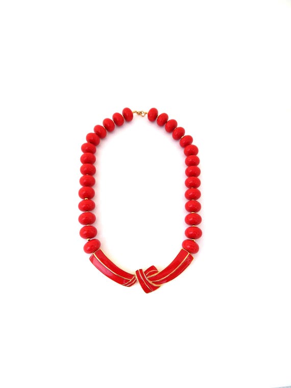 TRIFARI Red Necklace, Modernist Bow Necklace Red E