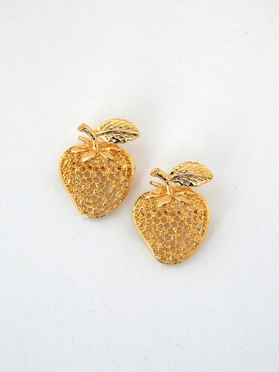 Gold Strawberry Pin Set of 2, Whimsical Strawberry