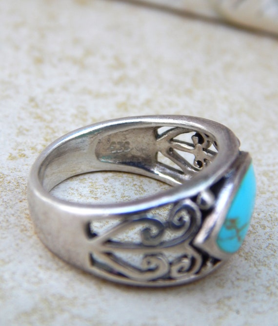 Silver Turquoise Ring Size 6.5, Turquoise Sterlin… - image 8