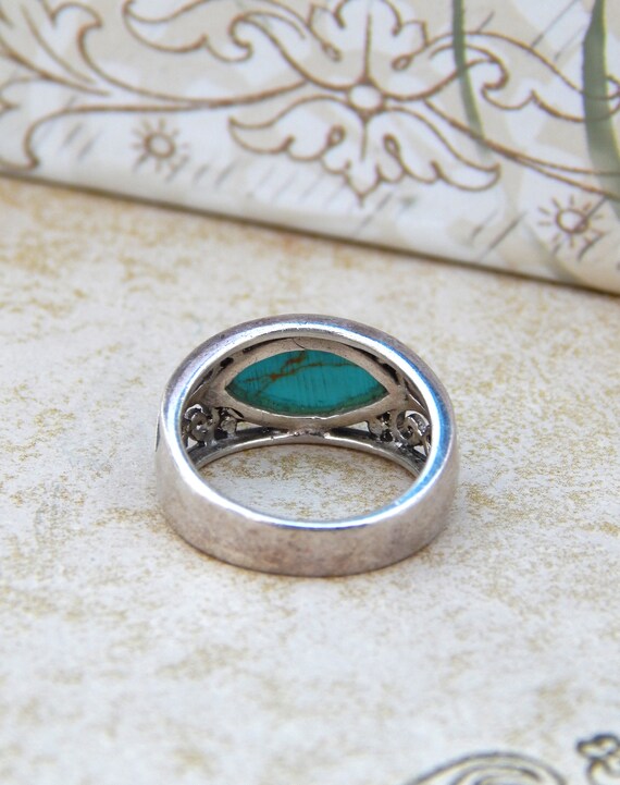 Silver Turquoise Ring Size 6.5, Turquoise Sterlin… - image 7