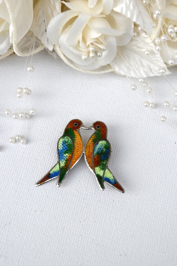 JERONIMO FUENTES Lovebirds Pin, Taxco Mexico Sign… - image 2