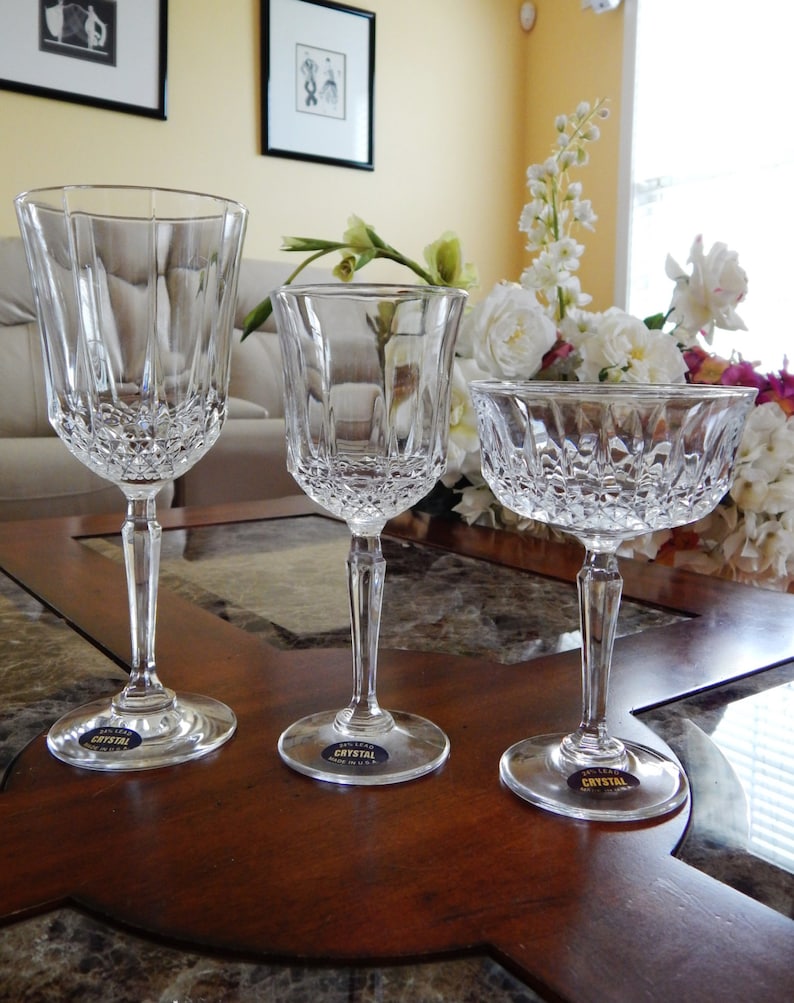 Crystal Water Glasses Set of 6 American Cut Crystal Tall Etsy