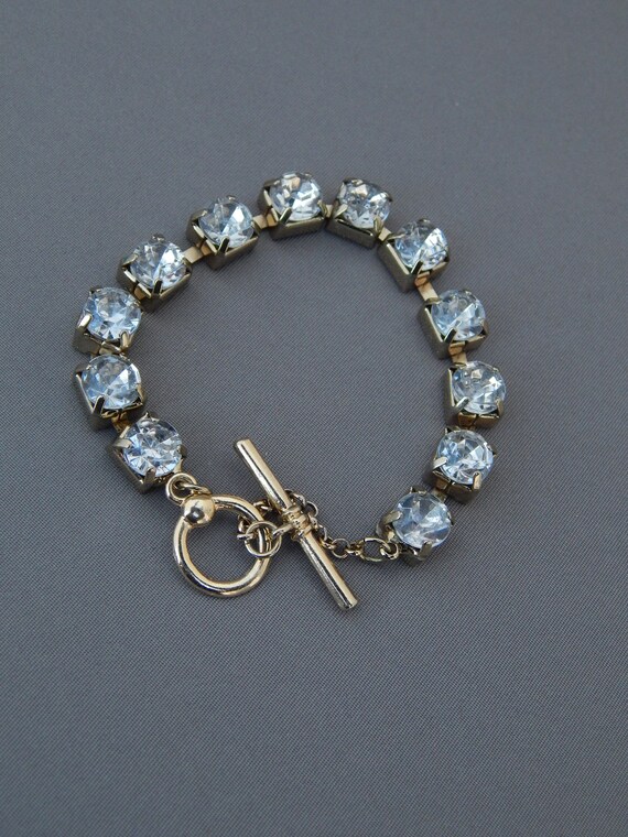 Rhinestone Bracelet, Toggle Bracelet Large Clear … - image 3