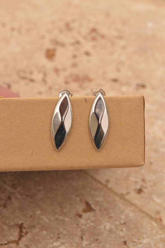Elongated Sterling Earrings, Sterling Silver Rhod… - image 2