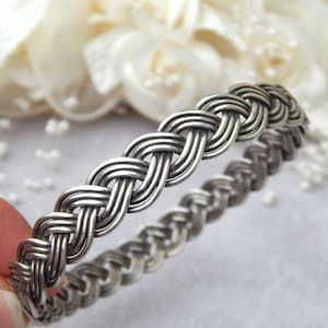 Sterling Silber Armband, geflochtene Silber Manschette