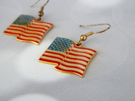 American Flag Style Faux Leather Earrings – Turtley Wired Design