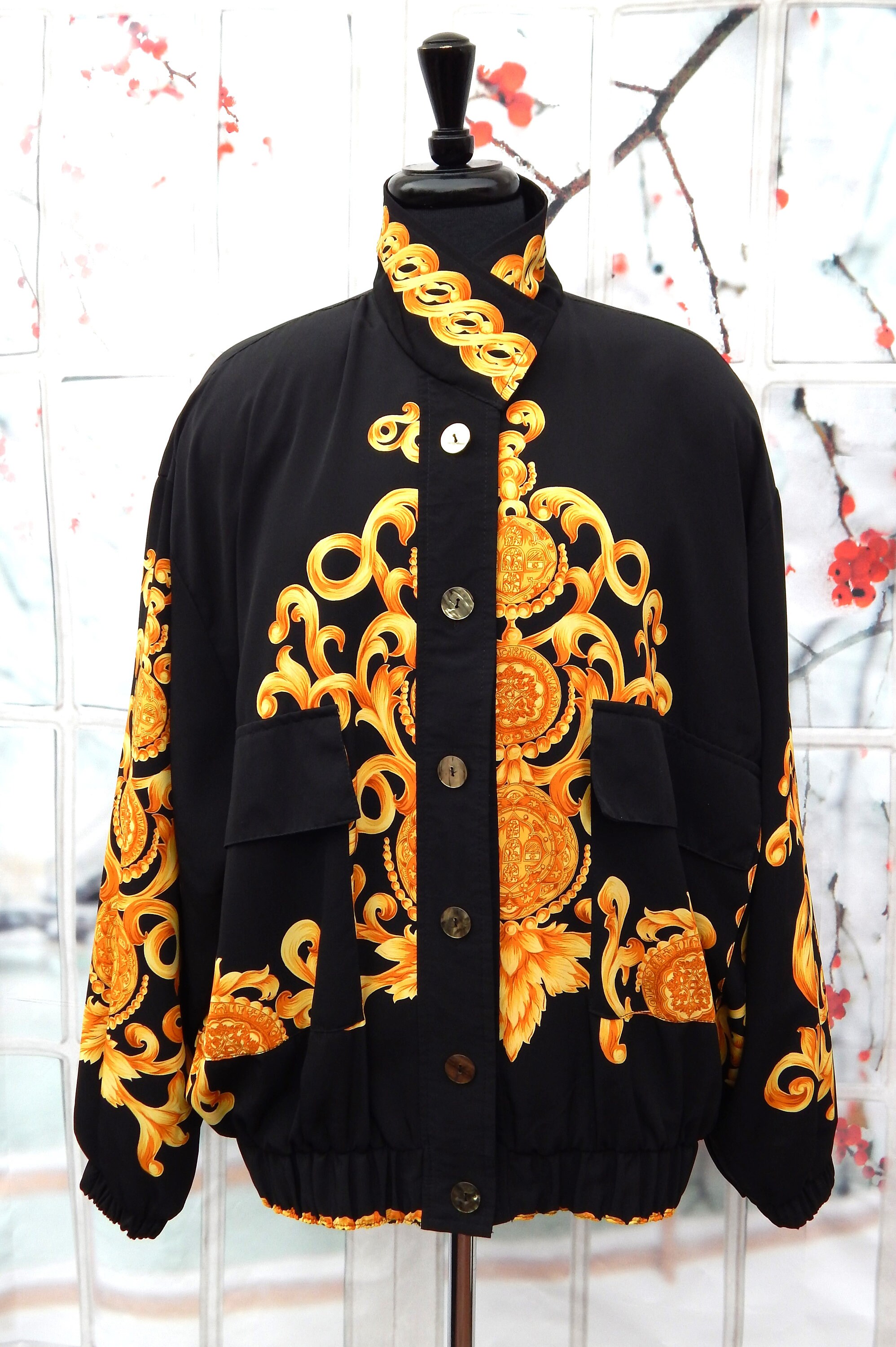 MONALIZA Bomber Jacket Baroque Print 
