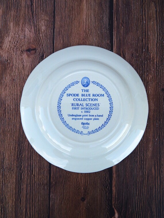 SPODE Rural Scenes Dinner Plate White and Blue Transferware Plate