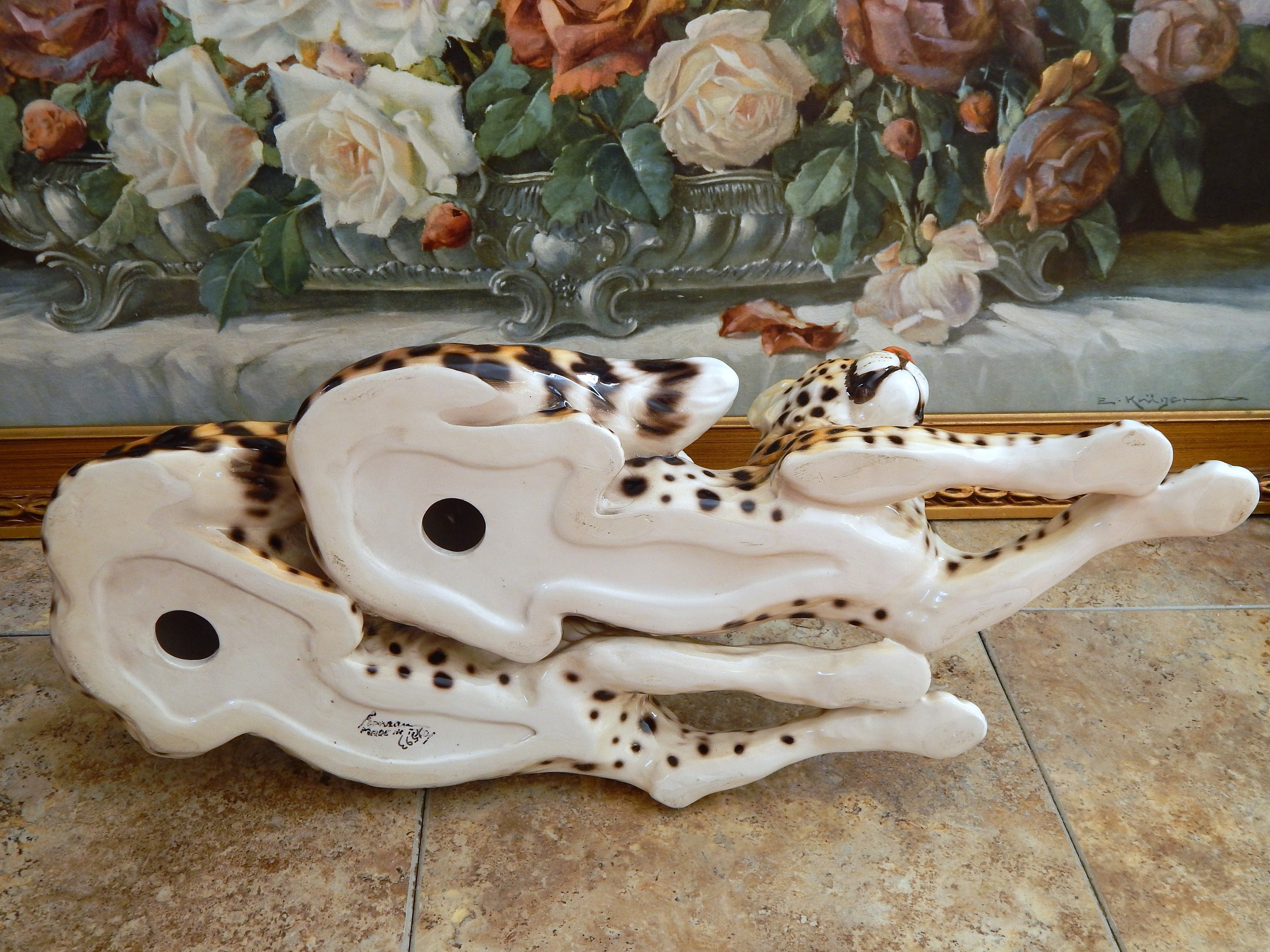 イタリア製Ceramiche Ronzan大型可愛らしい2匹グレート デーン置物 Ceramiche Ronzan Large 2 Great Dane Dog Figurine 21.2in